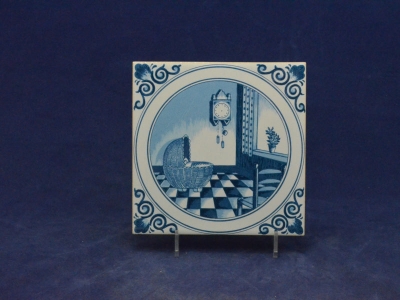 Geboortetegel 13 x 13 cm Delfts Blauw